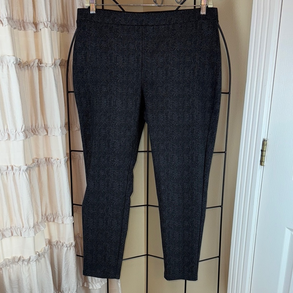 Womens Philosophy Black Grey Chevron Pants Trousers Pull On Comfort Waist 2X